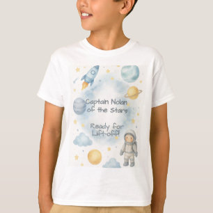 Cosmic Space Birthday Party   Rocket & Stars -  T-Shirt