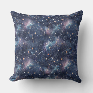 Cosmic Space Constellation & Galaxy Night Pattern Cushion