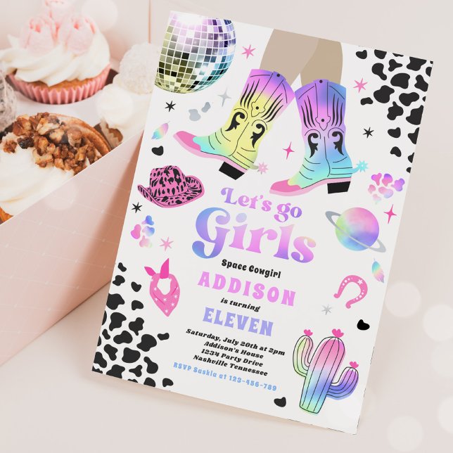 Cosmic Space Cowgirl Disco Rodeo Birthday Party Invitation (Creator Uploaded)