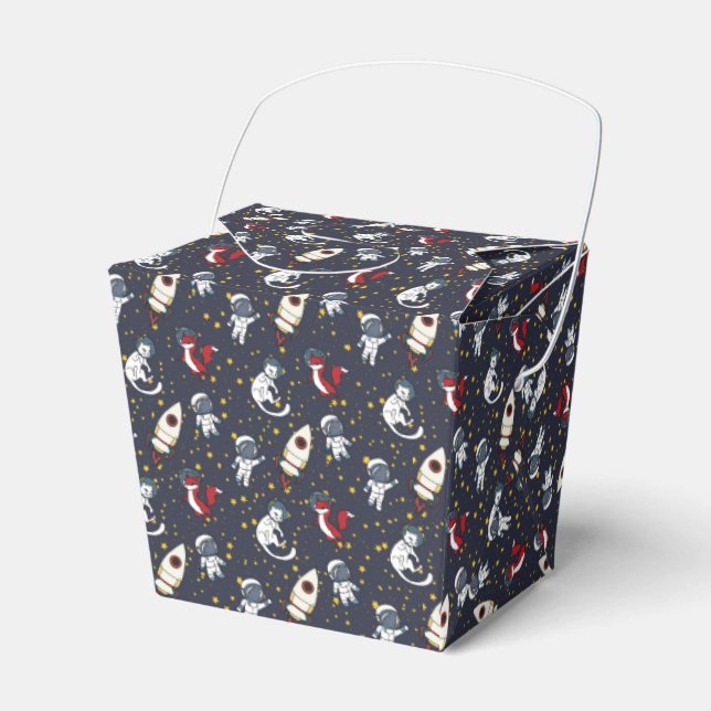 Cosmic space man fox cat stars pattern favour box (Front Side)