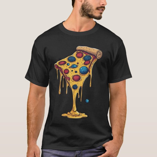 Cosmic Space Pizza Slice Graphic T-Shirt - Melting (Front)