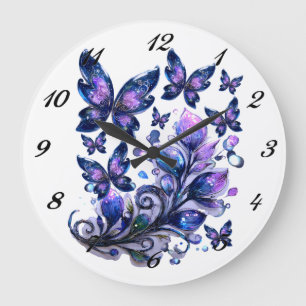 Cosmic Sparkle Butterflies Large Clock