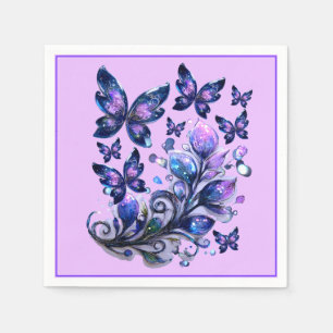 Cosmic Sparkle Butterflies Pink Napkin