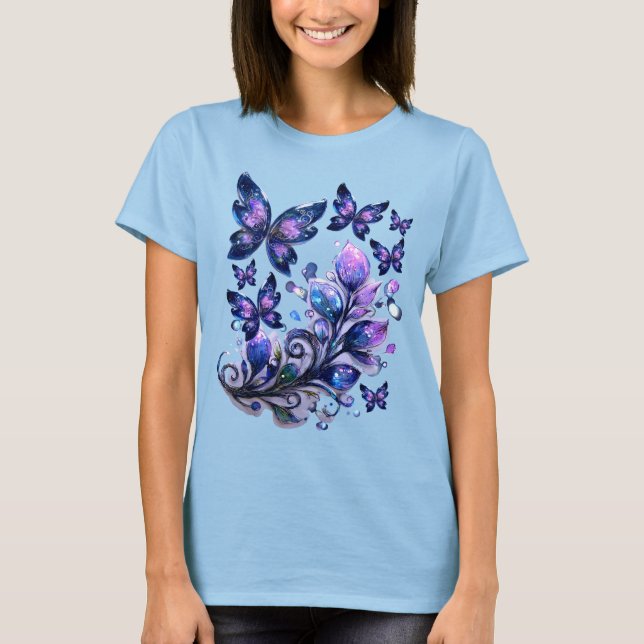 Cosmic Sparkle Butterflies T-Shirt (Front)