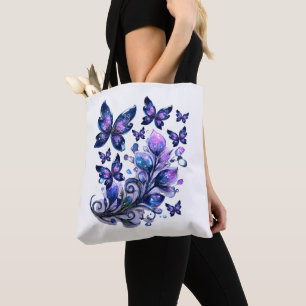 Cosmic Sparkle Butterflies White Tote Bag