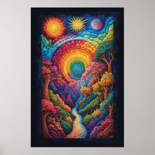 Cosmic Spiral Journey: A Psychedelic Vision Poster