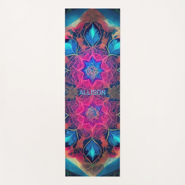 Cosmic Stained Glass Art Yoga Mat (Front)