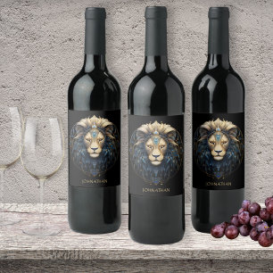 Cosmic Star Sign Glam Astrology Symbol Custom Leo Wine Label