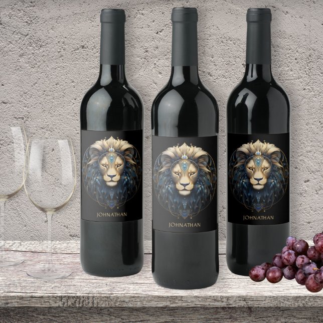 Cosmic Star Sign Glam Astrology Symbol Custom Leo Wine Label (Creator Uploaded)