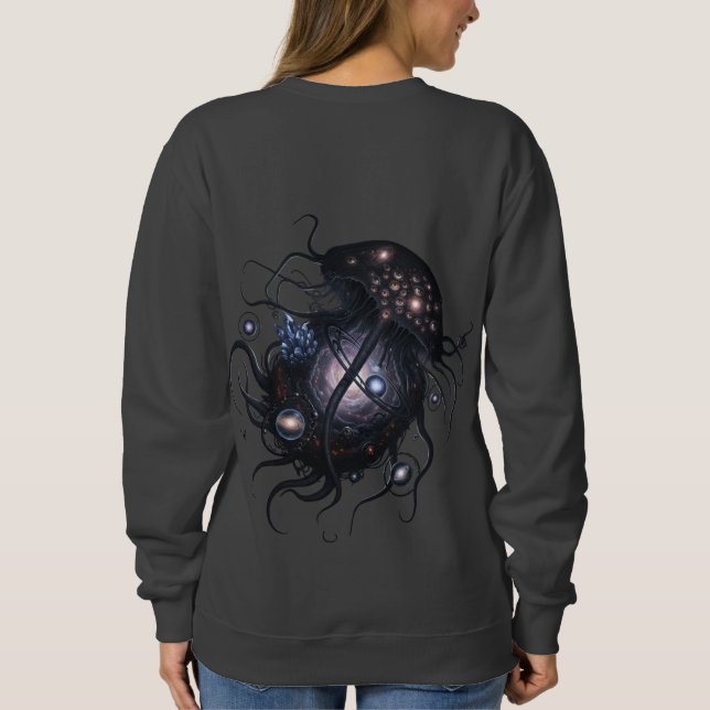 Cosmic Stardust Jellyfish Art Sweatshirt (Back)