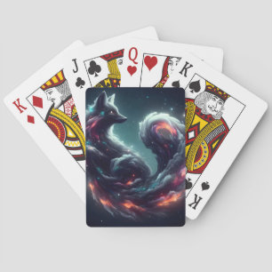 Cosmic Starlight Fox Spirit Fantasy Animal Playing Cards