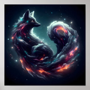 Cosmic Starlight Fox Spirit Fantasy Animal Poster