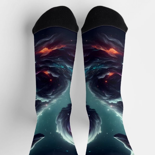 Cosmic Starlight Fox Spirit Fantasy Animal Socks (Top)