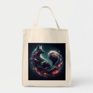 Cosmic Starlight Fox Spirit Fantasy Animal Tote Bag