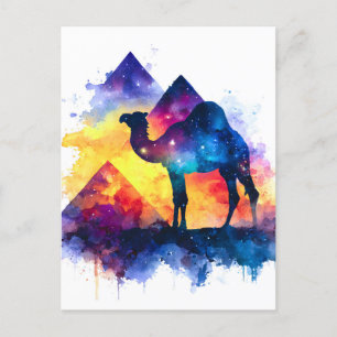 Cosmic Starry Night Egyptian Camel Landscape Announcement Postcard
