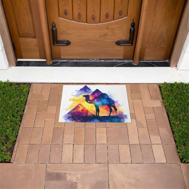 Cosmic Starry Night Egyptian Camel Landscape Doormat (Outdoor)