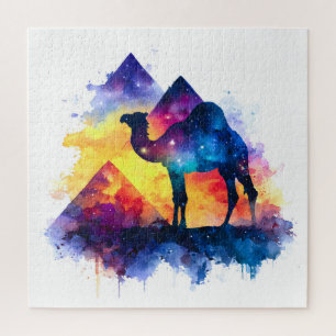 Cosmic Starry Night Egyptian Camel Landscape Jigsaw Puzzle