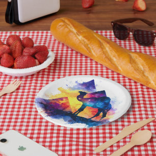Cosmic Starry Night Egyptian Camel Landscape Paper Plate