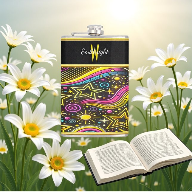 Cosmic Starry Patterns and Swirls Hip Flask (Creator Uploaded)