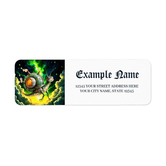 Cosmic Steampunk Snailbird – Neon Dream Creature.  (Front)