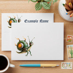 Cosmic Steampunk Snailbird – Neon Dream Creature. Envelope