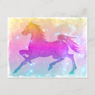 Cosmic Steed Colourful Horse Stars Postcard