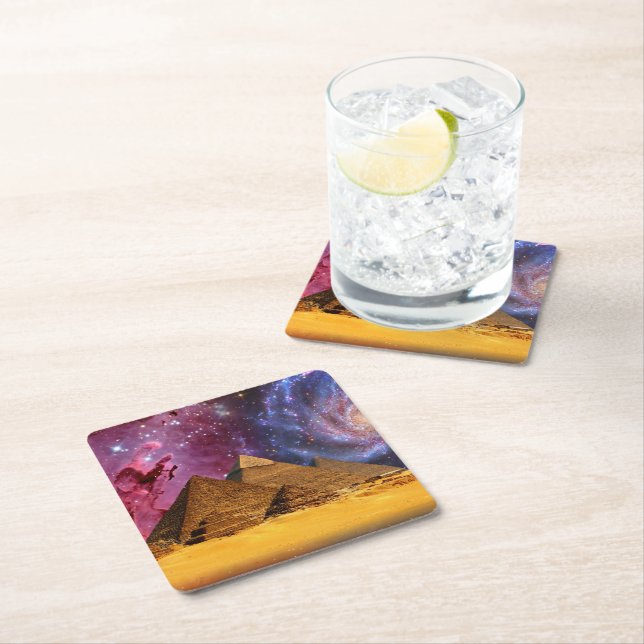 cosmic storm above egypt square paper coaster (Insitu)