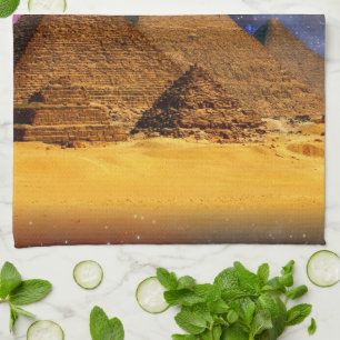 cosmic storm above egypt tea towel