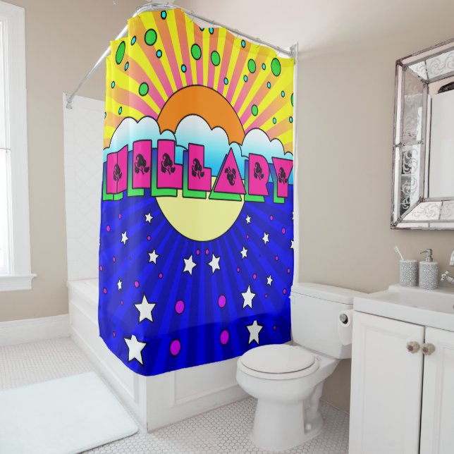 Cosmic Style Hillary Celebration Poster Shower Curtain (In Situ)