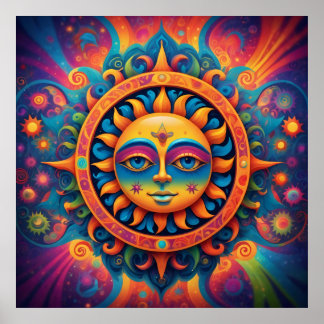 Cosmic Sun: A Psychedelic Tapestry Poster