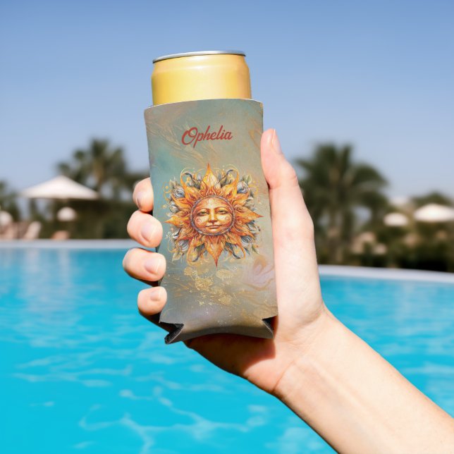 Cosmic Sun Face Personalised Can Cooler (In Situ Pool)
