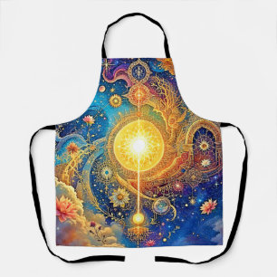 Cosmic Sun Mandala Art Apron