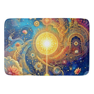 Cosmic Sun Mandala Art Bath Mat