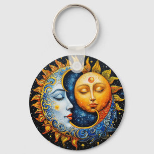 🌙 Cosmic Sun Moon Balance Charm 🌙 Key Ring