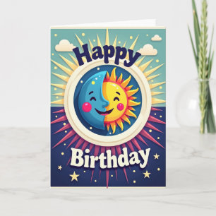 Cosmic Sun Moon Birthday Card