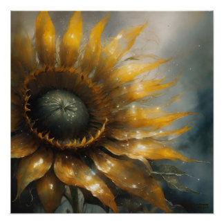 Cosmic Sunflower - AI Fantasy Digital Art Print