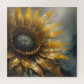 Cosmic Sunflower - AI Fantasy Digital Art Print Jigsaw Puzzle