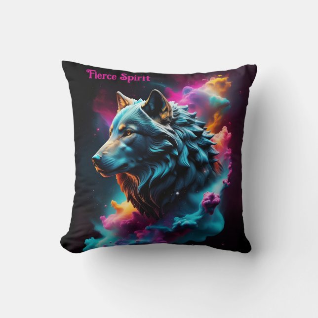Cosmic Surreal Fantasy Wolf Custom Abstract Art  Cushion (Front)