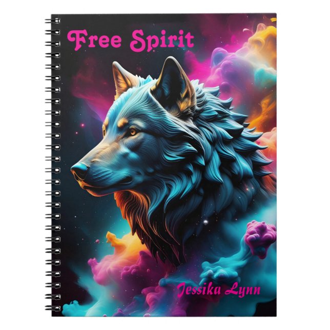 Cosmic Surreal Fantasy Wolf Custom Abstract Art  Notebook (Front)