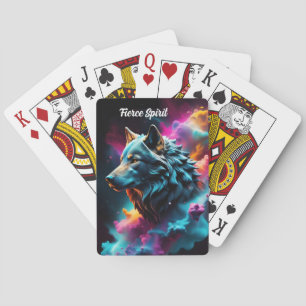 Cosmic Surreal Fantasy Wolf Custom Abstract Art  Playing Cards