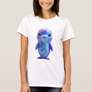 Cosmic Swirl Marbled Dolphin Galaxy Women T-Shirt