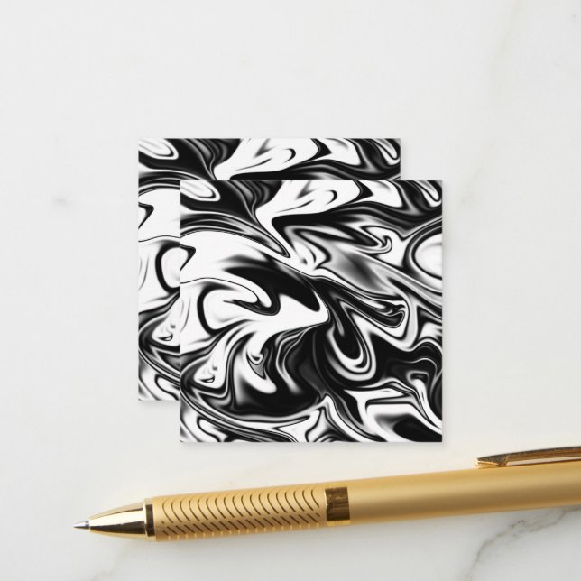 "Cosmic Swirl: The Black and White Marble Elegance Enclosure Card (Front/Back In Situ)