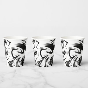 "Cosmic Swirl: The Black and White Marble Elegance Paper Cups