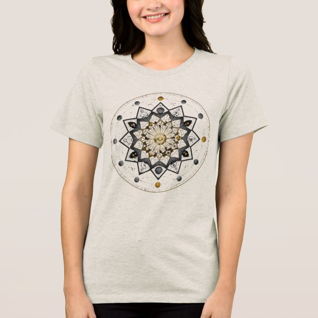 Cosmic Symmetry – Sacred Geometry Mandala T-shirt Tri-Blend Shirt (Front)