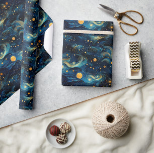 Cosmic Symphony: Celestial Music Art Design Wrapping Paper