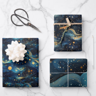 Cosmic Symphony: Celestial Music Art Design Wrapping Paper Sheet
