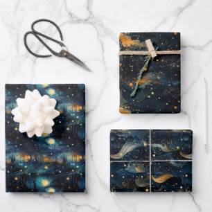 Cosmic Symphony: Celestial Music Design Wrapping Paper Sheet