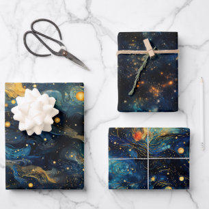 Cosmic Symphony Celestial Musical Shapes Design Wrapping Paper Sheet