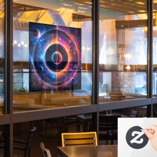Cosmic Symphony Celestial Orbits and Nebulae Dance (Restaurant Window)