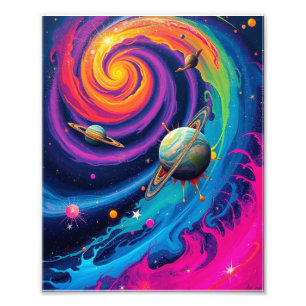 Cosmic Symphony Wall Art - Vibrant Abstract Space